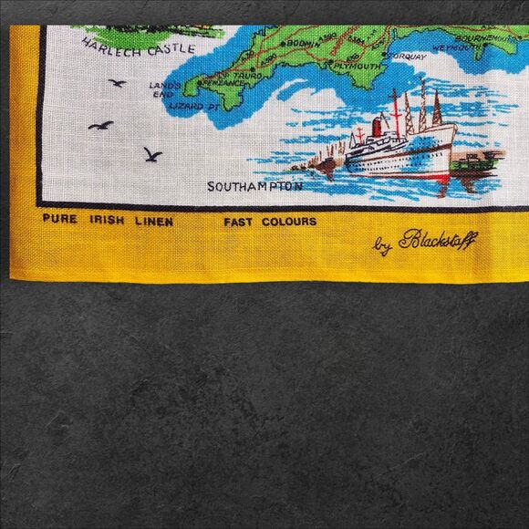 Vintage AA Map of Great Britain Linen Wall Hanging 30"x20" Blackstaff Irish - Picture 2 of 6